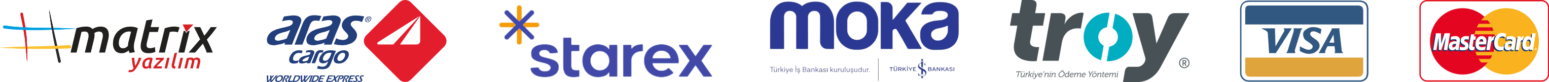 Matrix Yazılım, Aras Kargo, Starex, Moka, Troy, Visa ve Mastercard