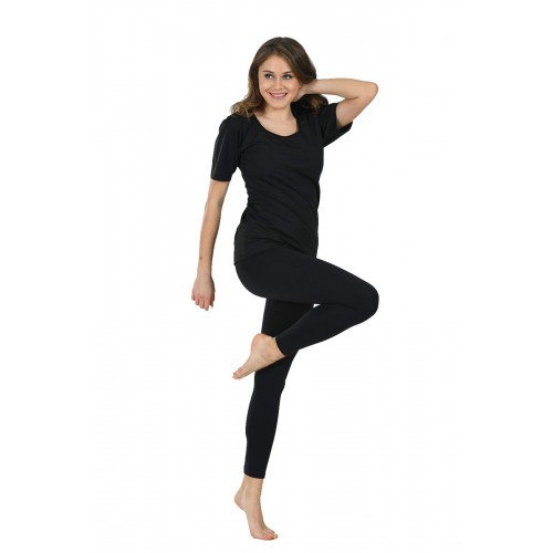 Siyah Kadın Yarım Kollu Termal Sauna Atlet Tayt Takım - 746 - Beden 4XL Siyah Kadın Yarım Kollu Termal Sauna Atlet Tayt Takım - 746 - Beden 4XL