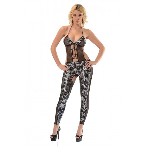 Siyah Beyaz Zebra Desen Deri ( Lame ) Gecelik - 490 - Beden Standart Siyah Beyaz Zebra Desen Deri ( Lame ) Gecelik - 490 - Beden Standart