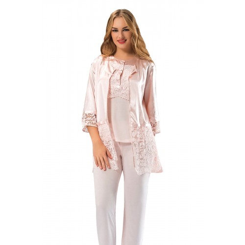 Pudra Penye Pijama Takımı - 1417 - Beden L Pudra Penye Pijama Takımı - 1417 - Beden L