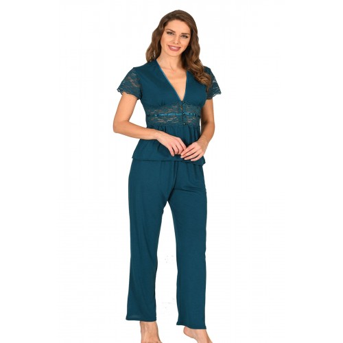 Petrol Yeşili Penye Pijama Takımı - 1633 - Beden L Petrol Yeşili Penye Pijama Takımı - 1633 - Beden L