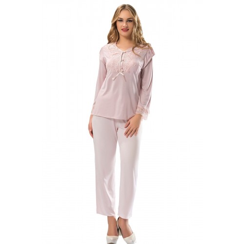 Ekru Penye Pijama Takımı - 1567 - Beden S/M Ekru Penye Pijama Takımı - 1567 - Beden S/M