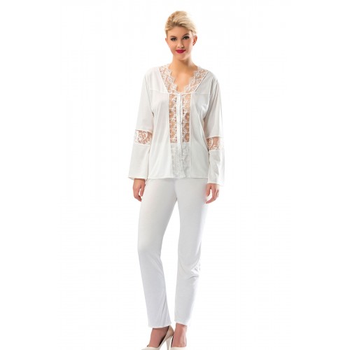Ekru Penye Pijama Takımı - 1571 - Beden M Ekru Penye Pijama Takımı - 1571 - Beden M