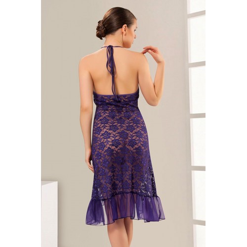 Mor Dantel Gecelik - 633 - Beden S/M Mor Dantel Gecelik - 633 - Beden S/M