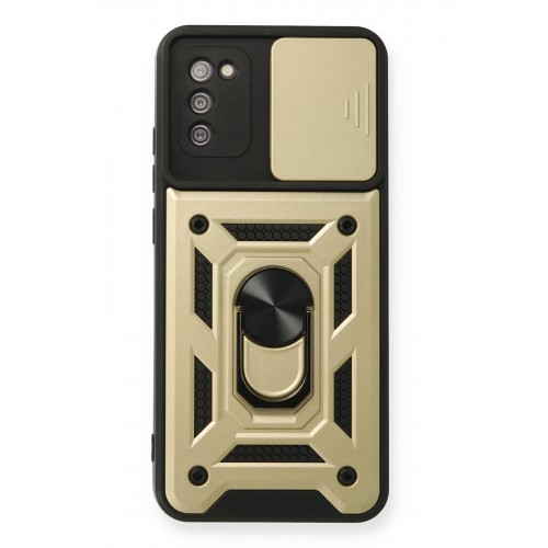 Newface Samsung Galaxy A03S Kılıf Pars Lens Yüzüklü Silikon - Gold Newface Samsung Galaxy A03S Kılıf Pars Lens Yüzüklü Silikon - Gold