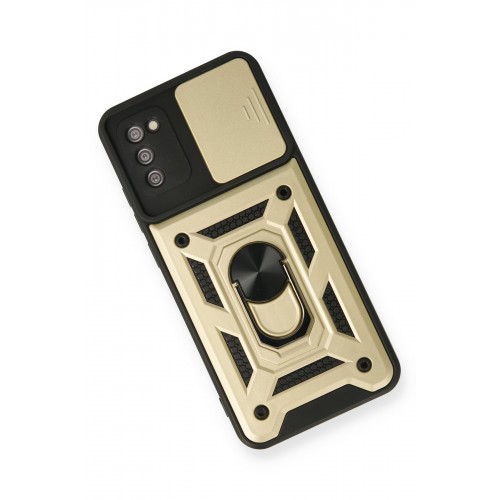 Newface Samsung Galaxy A03S Kılıf Pars Lens Yüzüklü Silikon - Gold Newface Samsung Galaxy A03S Kılıf Pars Lens Yüzüklü Silikon - Gold