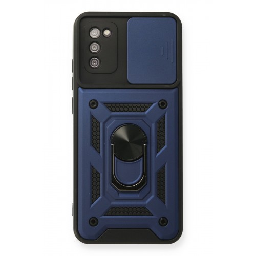Newface Samsung Galaxy A03S Kılıf Pars Lens Yüzüklü Silikon - Lacivert
