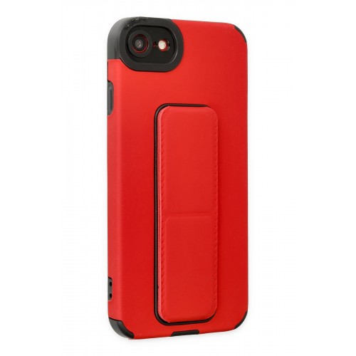 Newface iPhone 7 Kılıf Mega Standlı Silikon - Kırmızı Newface iPhone 7 Kılıf Mega Standlı Silikon - Kırmızı