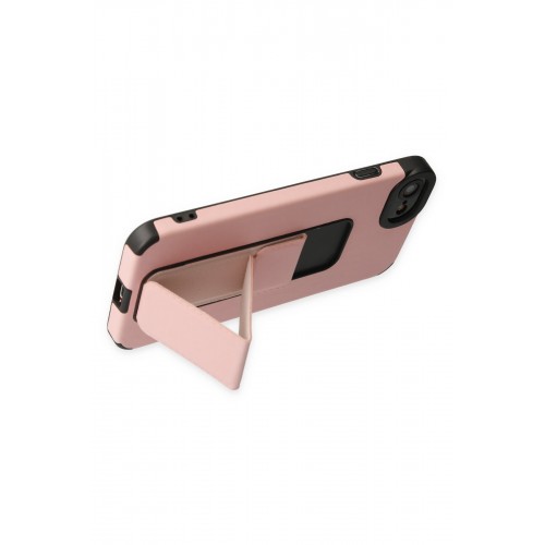 Newface iPhone 8 Kılıf Mega Standlı Silikon - Pudra Newface iPhone 8 Kılıf Mega Standlı Silikon - Pudra