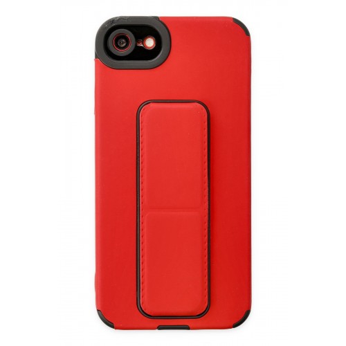 Newface iPhone 8 Kılıf Mega Standlı Silikon - Kırmızı Newface iPhone 8 Kılıf Mega Standlı Silikon - Kırmızı