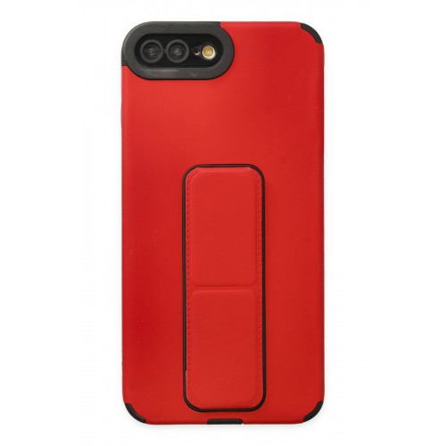 Newface iPhone 7 Plus Kılıf Mega Standlı Silikon - Kırmızı Newface iPhone 7 Plus Kılıf Mega Standlı Silikon - Kırmızı