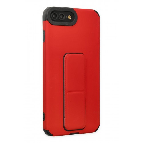Newface iPhone 7 Plus Kılıf Mega Standlı Silikon - Kırmızı Newface iPhone 7 Plus Kılıf Mega Standlı Silikon - Kırmızı