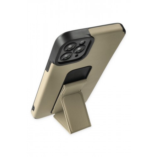 Newface iPhone 11 Pro Max Kılıf Mega Standlı Silikon - Gold Newface iPhone 11 Pro Max Kılıf Mega Standlı Silikon - Gold