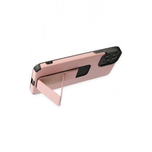 Newface iPhone 11 Pro Max Kılıf Mega Standlı Silikon - Pudra Newface iPhone 11 Pro Max Kılıf Mega Standlı Silikon - Pudra