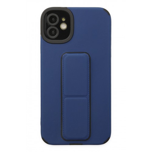 Newface iPhone 12 Kılıf Mega Standlı Silikon - Mavi Newface iPhone 12 Kılıf Mega Standlı Silikon - Mavi
