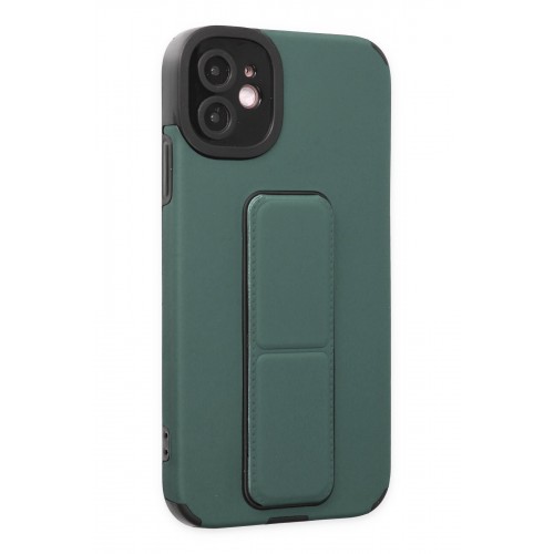 Newface iPhone 12 Kılıf Mega Standlı Silikon - Yeşil Newface iPhone 12 Kılıf Mega Standlı Silikon - Yeşil