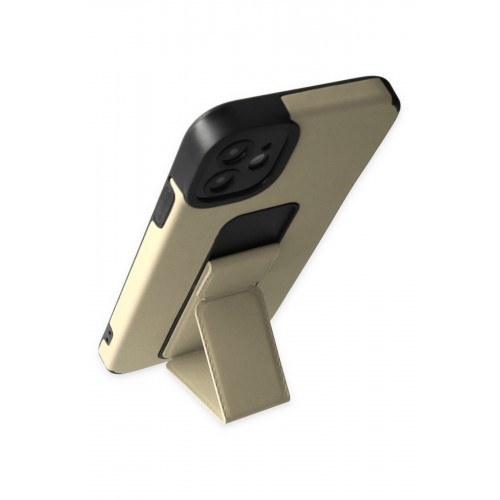Newface iPhone 12 Kılıf Mega Standlı Silikon - Gold Newface iPhone 12 Kılıf Mega Standlı Silikon - Gold