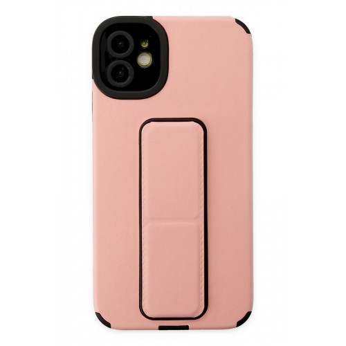 Newface iPhone 12 Kılıf Mega Standlı Silikon - Pudra Newface iPhone 12 Kılıf Mega Standlı Silikon - Pudra