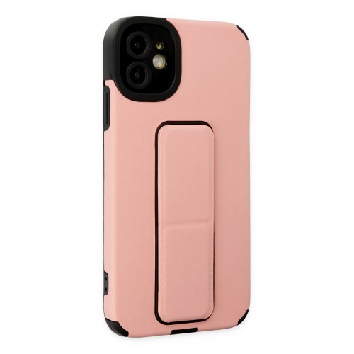 Newface iPhone 12 Kılıf Mega Standlı Silikon - Pudra Newface iPhone 12 Kılıf Mega Standlı Silikon - Pudra