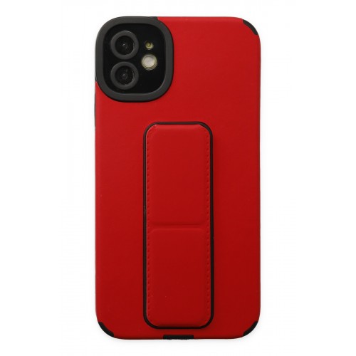 Newface iPhone 12 Kılıf Mega Standlı Silikon - Kırmızı Newface iPhone 12 Kılıf Mega Standlı Silikon - Kırmızı