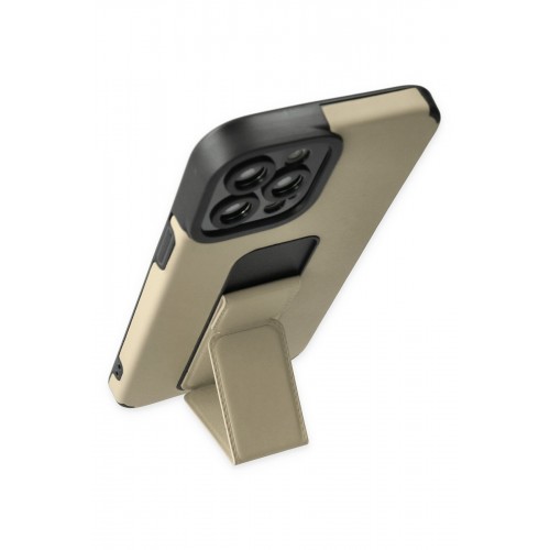 Newface iPhone 12 Pro Max Kılıf Mega Standlı Silikon - Gold Newface iPhone 12 Pro Max Kılıf Mega Standlı Silikon - Gold