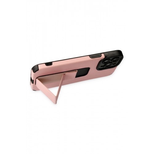 Newface iPhone 12 Pro Max Kılıf Mega Standlı Silikon - Pudra Newface iPhone 12 Pro Max Kılıf Mega Standlı Silikon - Pudra