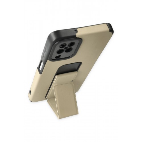 Newface Samsung Galaxy A12 Kılıf Mega Standlı Silikon - Gold Newface Samsung Galaxy A12 Kılıf Mega Standlı Silikon - Gold