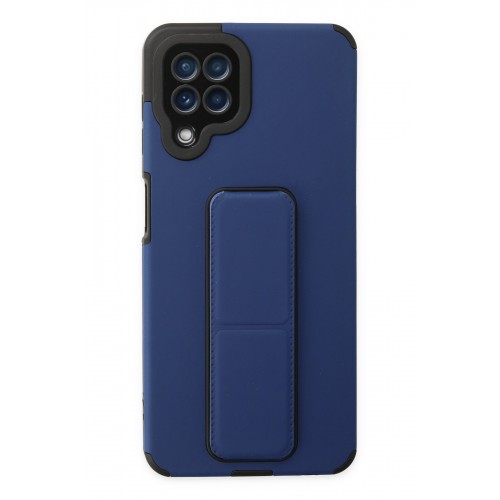 Newface Samsung Galaxy M32 Kılıf Mega Standlı Silikon - Mavi