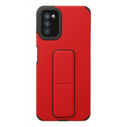 Newface Samsung Galaxy A03S Kılıf Mega Standlı Silikon - Kırmızı Newface Samsung Galaxy A03S Kılıf Mega Standlı Silikon - Kırmızı