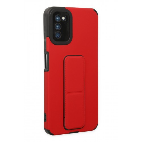 Newface Samsung Galaxy A03S Kılıf Mega Standlı Silikon - Kırmızı Newface Samsung Galaxy A03S Kılıf Mega Standlı Silikon - Kırmızı