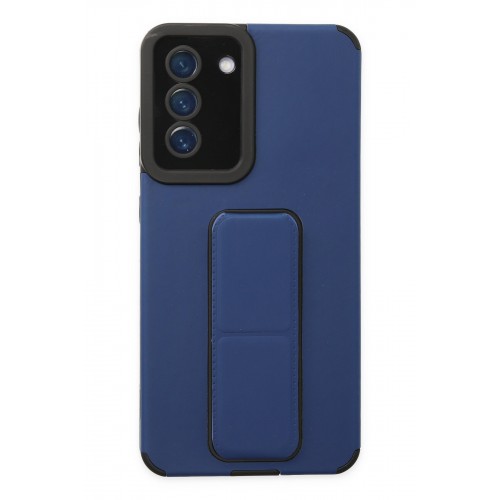 Newface Samsung Galaxy S21 FE Kılıf Mega Standlı Silikon - Mavi