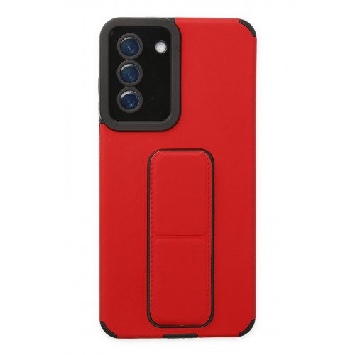 Newface Samsung Galaxy S21 FE Kılıf Mega Standlı Silikon - Kırmızı Newface Samsung Galaxy S21 FE Kılıf Mega Standlı Silikon - Kırmızı
