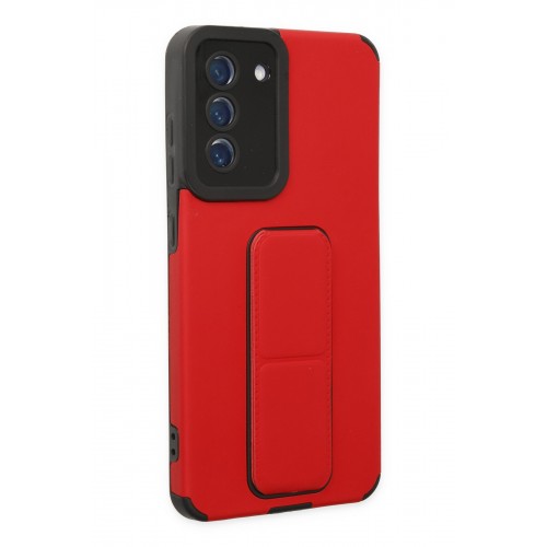 Newface Samsung Galaxy S21 FE Kılıf Mega Standlı Silikon - Kırmızı Newface Samsung Galaxy S21 FE Kılıf Mega Standlı Silikon - Kırmızı