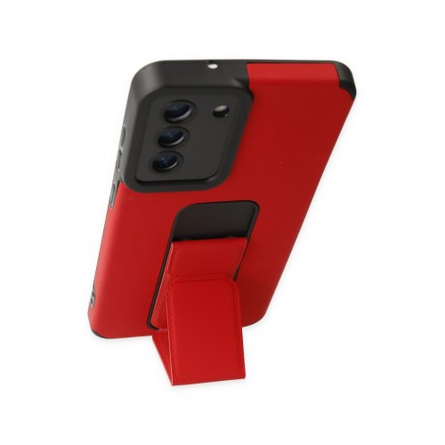 Newface Samsung Galaxy S21 FE Kılıf Mega Standlı Silikon - Kırmızı Newface Samsung Galaxy S21 FE Kılıf Mega Standlı Silikon - Kırmızı