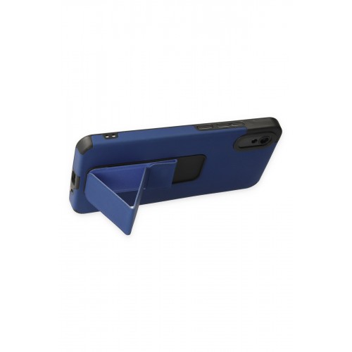 Newface Xiaomi Redmi 9A Kılıf Mega Standlı Silikon - Mavi Newface Xiaomi Redmi 9A Kılıf Mega Standlı Silikon - Mavi