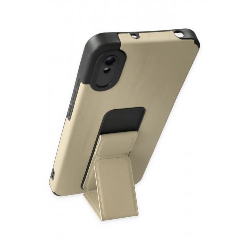 Newface Xiaomi Redmi 9A Kılıf Mega Standlı Silikon - Gold Newface Xiaomi Redmi 9A Kılıf Mega Standlı Silikon - Gold