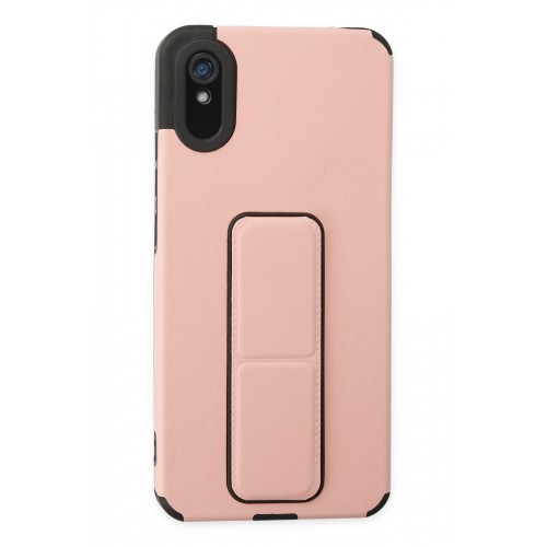 Newface Xiaomi Redmi 9A Kılıf Mega Standlı Silikon - Pudra Newface Xiaomi Redmi 9A Kılıf Mega Standlı Silikon - Pudra