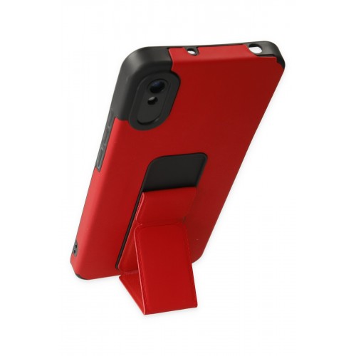 Newface Xiaomi Redmi 9A Kılıf Mega Standlı Silikon - Kırmızı Newface Xiaomi Redmi 9A Kılıf Mega Standlı Silikon - Kırmızı