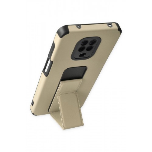 Newface Xiaomi Redmi Note 9 Pro Kılıf Mega Standlı Silikon - Gold Newface Xiaomi Redmi Note 9 Pro Kılıf Mega Standlı Silikon - Gold