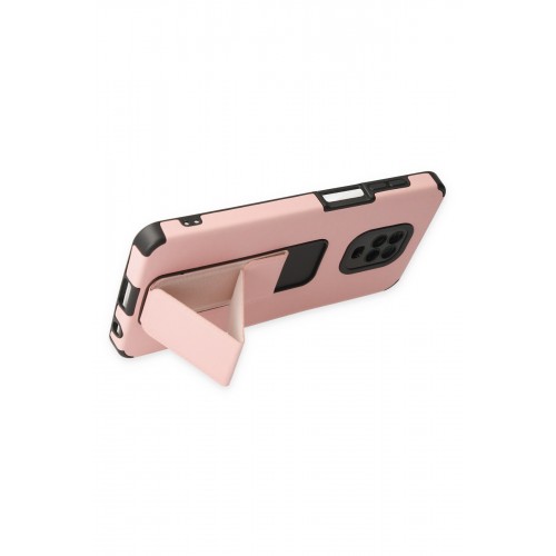 Newface Xiaomi Redmi Note 9 Pro Kılıf Mega Standlı Silikon - Pudra Newface Xiaomi Redmi Note 9 Pro Kılıf Mega Standlı Silikon - Pudra