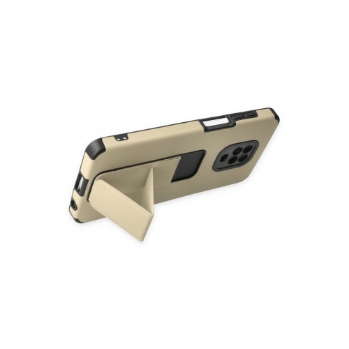 Newface Xiaomi Redmi Note 9S Kılıf Mega Standlı Silikon - Gold Newface Xiaomi Redmi Note 9S Kılıf Mega Standlı Silikon - Gold