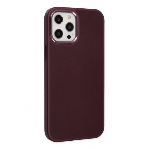 Newface iPhone 12 Pro Max Kılıf Asya Deri Silikon - Mürdüm Newface iPhone 12 Pro Max Kılıf Asya Deri Silikon - Mürdüm