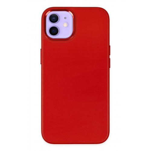 Newface iPhone 12 Kılıf Asya Deri Silikon - Kırmızı Newface iPhone 12 Kılıf Asya Deri Silikon - Kırmızı