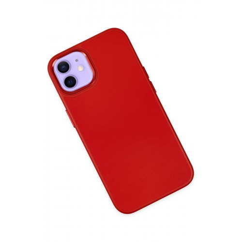 Newface iPhone 12 Kılıf Asya Deri Silikon - Kırmızı Newface iPhone 12 Kılıf Asya Deri Silikon - Kırmızı