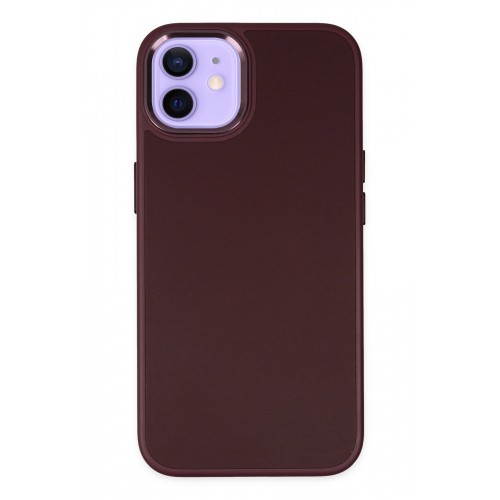 Newface iPhone 12 Kılıf Asya Deri Silikon - Mürdüm Newface iPhone 12 Kılıf Asya Deri Silikon - Mürdüm