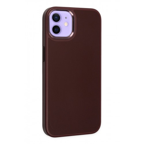 Newface iPhone 12 Kılıf Asya Deri Silikon - Mürdüm Newface iPhone 12 Kılıf Asya Deri Silikon - Mürdüm