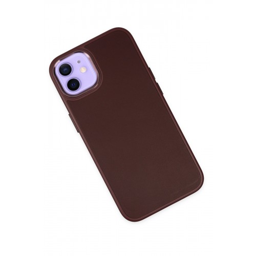 Newface iPhone 12 Kılıf Asya Deri Silikon - Mürdüm Newface iPhone 12 Kılıf Asya Deri Silikon - Mürdüm