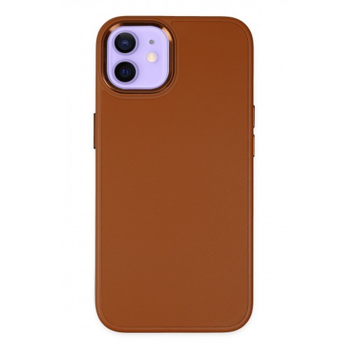 Newface iPhone 12 Kılıf Asya Deri Silikon - Kahverengi Newface iPhone 12 Kılıf Asya Deri Silikon - Kahverengi