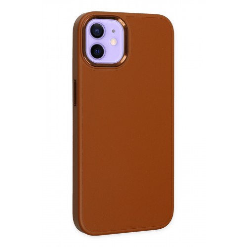 Newface iPhone 12 Kılıf Asya Deri Silikon - Kahverengi Newface iPhone 12 Kılıf Asya Deri Silikon - Kahverengi