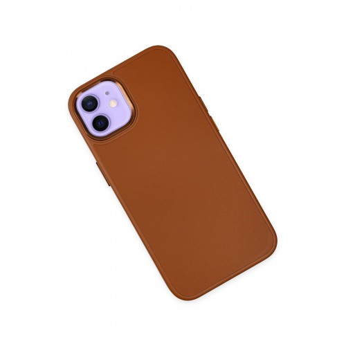 Newface iPhone 12 Kılıf Asya Deri Silikon - Kahverengi Newface iPhone 12 Kılıf Asya Deri Silikon - Kahverengi